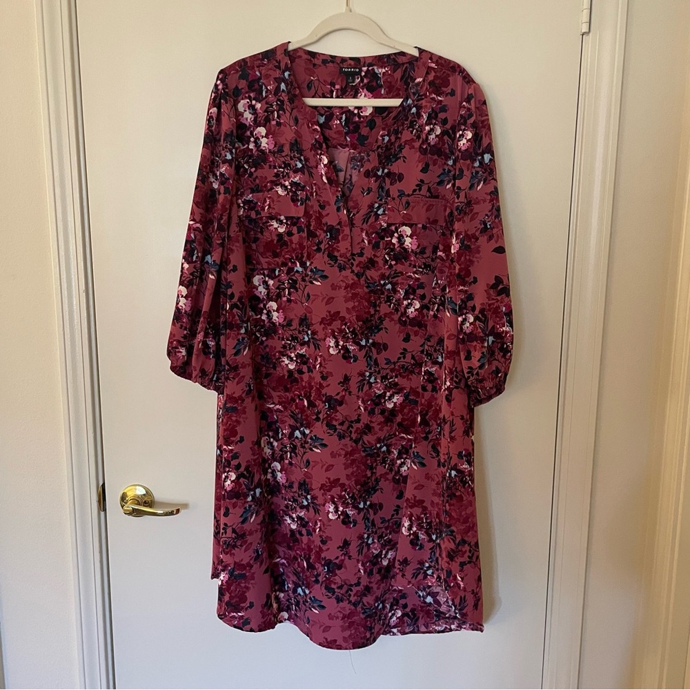 Torrid Red Pink Flowy Dress